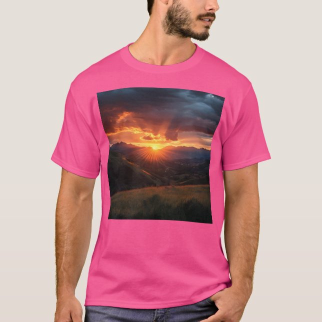 Camiseta Montanhas Sunset Montanhas Paisagem Paisagem Paisa (Frente)
