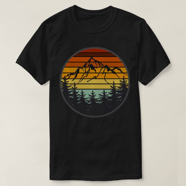 Camiseta Montanhas Vintage Sunset Presente Para A Natureza  (Frente do Design)