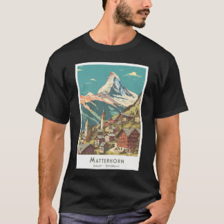 Camiseta Montanhas - Zermatt - Poster de Matterhorn Retroat
