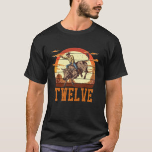 Camiseta Montaria em Touro Aniversário de 12 anos Menino Co