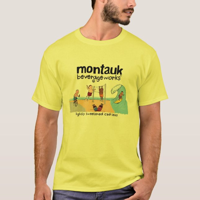 Camiseta Montauk BeverageWorks - praia e chá gelado (Frente)