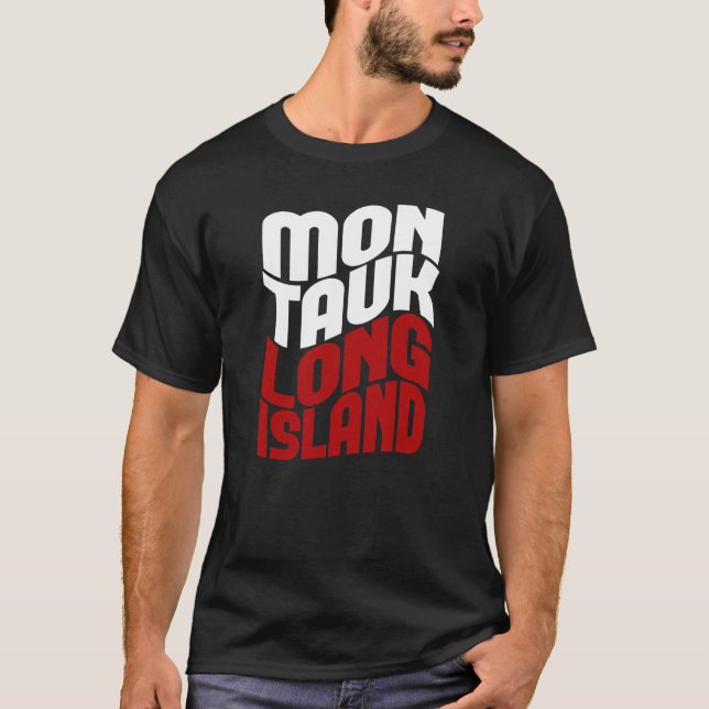 Camiseta Montauk Long Island - Vermelho Branco (Frente)