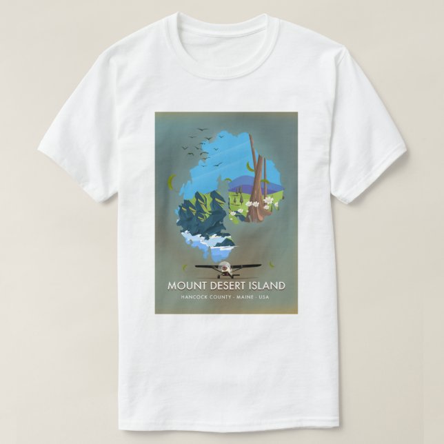 Camiseta Monte Desert Island, Hancock County, Maine, EUA (Frente do Design)
