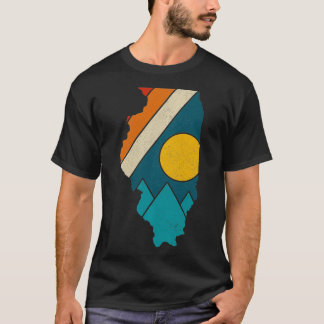 Camiseta Monte do Mapa do Estado do Illinois em Vintage, au