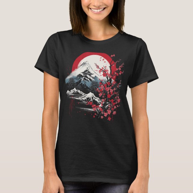 Camiseta Monte Fuji Cherry no Japão Aesth (Frente)