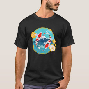 Camiseta Monte Fuji e Peixe Koi Zen Carpa Lagoa de Peixes J