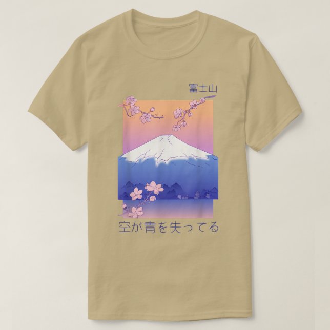 Camiseta Monte Fuji Japonês Sakura Cherry Blossom Vaporwave (Frente do Design)