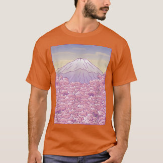 Camiseta Monte Fuji Pastel Japonês Sakura Cherry Blossoms