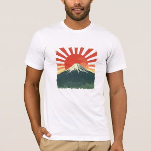 Camiseta Monte Fuji Retro Japão Tee   Vintage Ascensão Sun