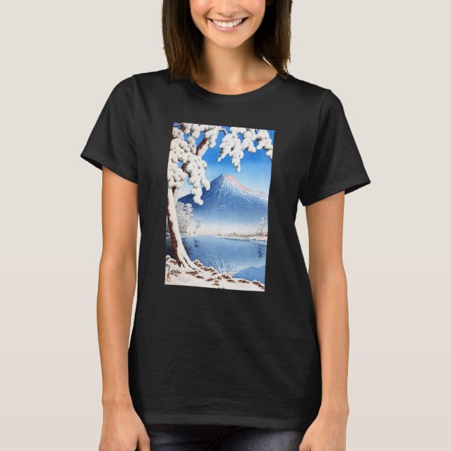 Camiseta Monte Fuji Snow Winter paisagem Japão Ka Japonês (Frente)