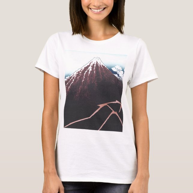Camiseta Monte Fuji Ukiyo-e por Hokusai, japonês (Frente)
