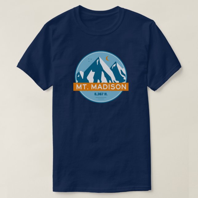 Camiseta Monte Madison New Hampshire Stars Moon (Frente do Design)