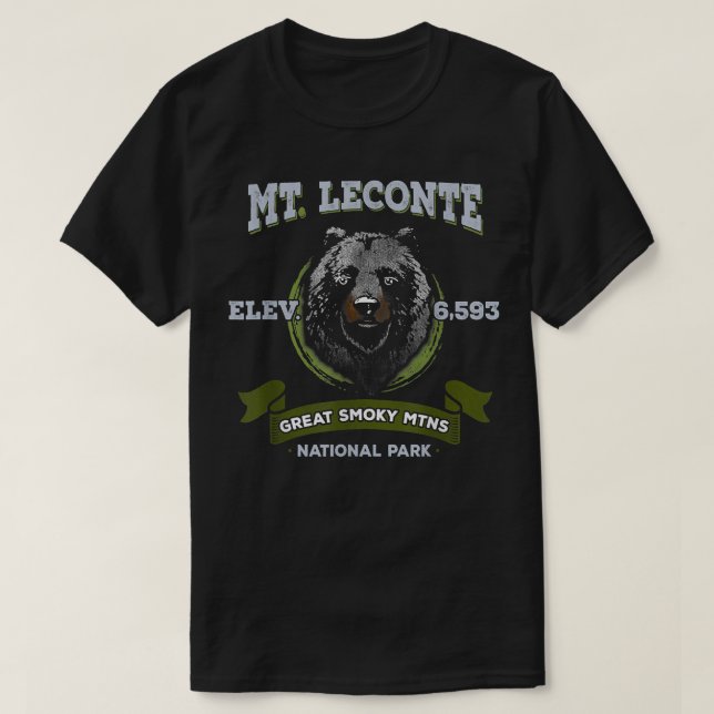 Camiseta Monte Mt LeConte Enfumaçado do Urso Negro T  (Frente do Design)