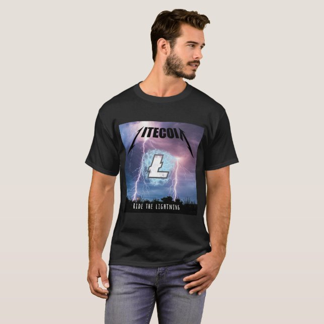 Camiseta Monte o relâmpago com Litecoin (Frente Completa)