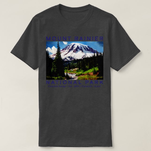 Camiseta Monte Rainier National Park Estado de Washington 1 (Frente do Design)