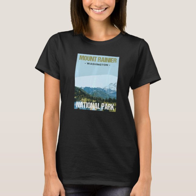 Camiseta Monte Rainier National Park Poster Washington (Frente)