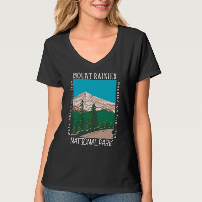 Camiseta Monte Rainier National Park Vintage aflita (Frente)