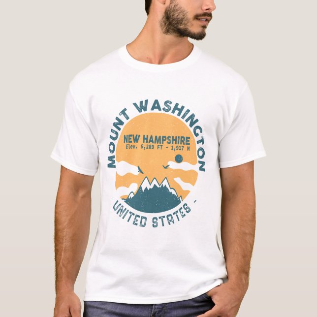 Camiseta Monte Washington New Hampshire - Retro Vintage (Frente)