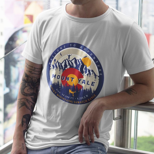 Camiseta Monte Yale Colorado Flag 14ers Fourteener Escalbin (Criador carregado)