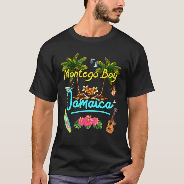 Camiseta Montego Bay Jamaica Beach Summer Palm Sun Set Palm (Frente)