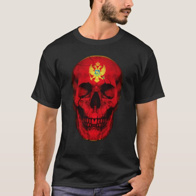 Camiseta Montenegro Flag Skull Montenegrin Roots Proud Patr (Frente)