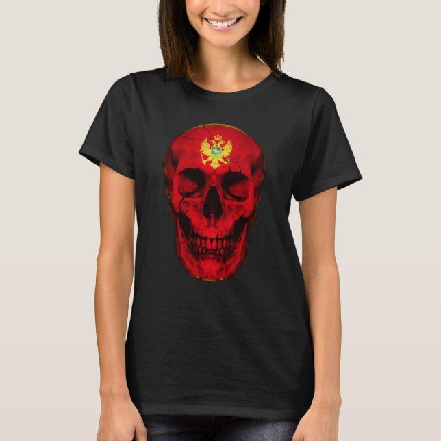 Camiseta Montenegro Flag Skull Montenegrin Roots Proud Patr (Frente)