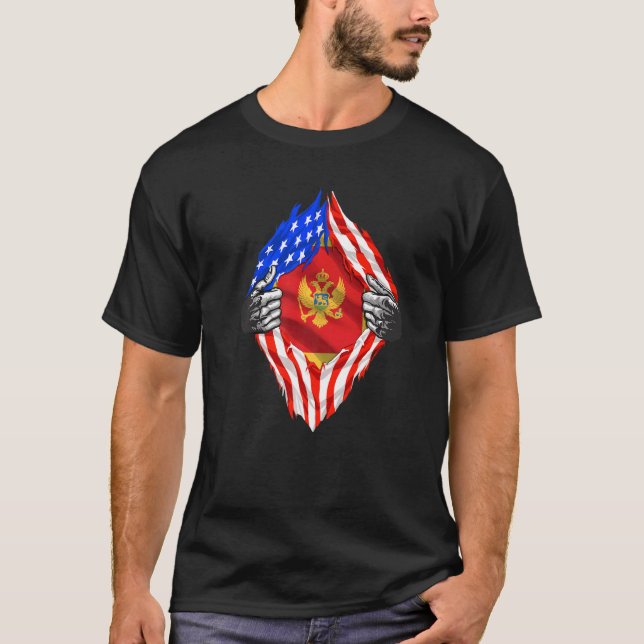 Camiseta Montenegro Roota os Estados Unidos Bandeira Patrió (Frente)