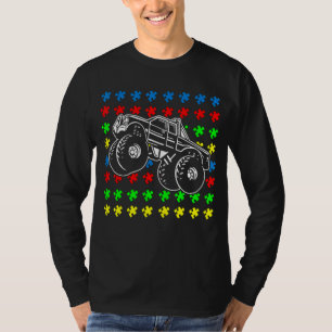 Camiseta Monter Truck Autism Quebra-cabeça Piece Boys Ki