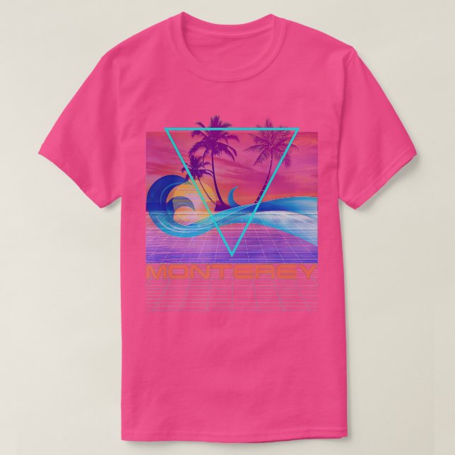 Camiseta Monterey Retro 80s Vaporwave Beach Vacation (Frente do Design)