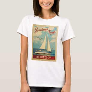 Camiseta Monterey Sailboat Viagens vintage Califórnia