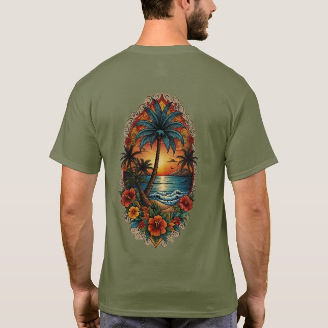 Camiseta "Monterey Tropics: T-Shirt Art Inspirada Na Tatuag (Verso)