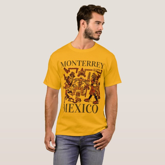 Camiseta Monterrey Mexico Aztec Design, masculino (Frente Completa)