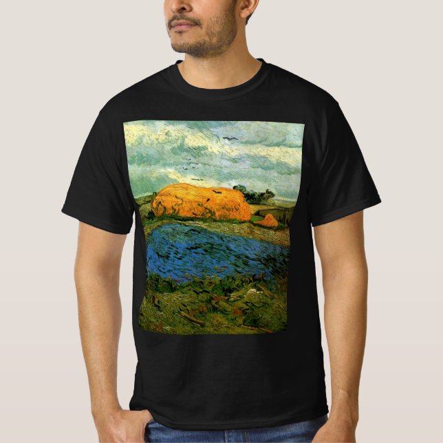 Camiseta Montes de Feno sob um Céu Chuvoso por Vincent van  (Frente)