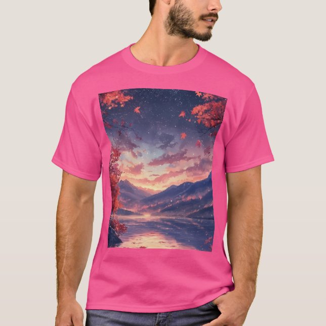 Camiseta Montes E Lago De Outono (Frente)