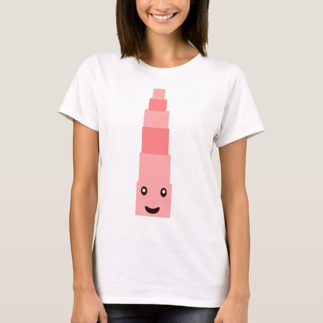 Camiseta Montessori cor-de-rosa (Frente)