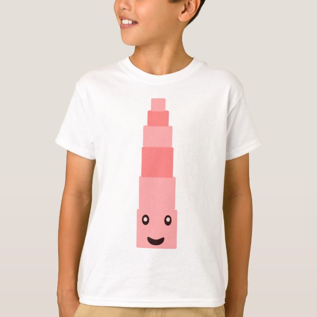 Camiseta Montessori cor-de-rosa (Frente)