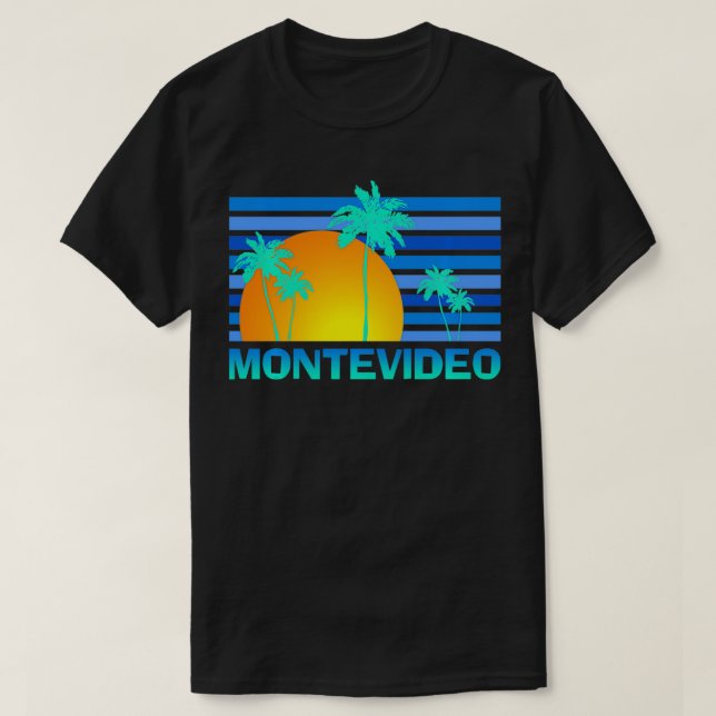 Camiseta Montevidéu Uruguai Sunset Palm Trees (Frente do Design)