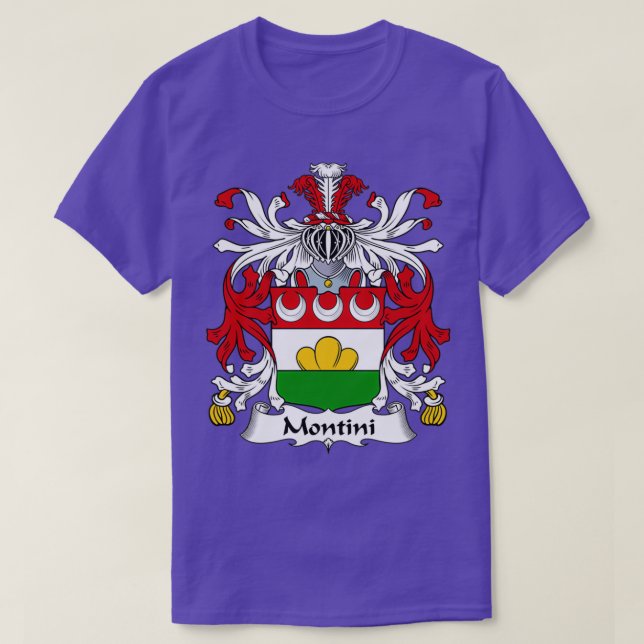 Camiseta Montini Casaco de Guarda Familiar de Armas (Frente do Design)