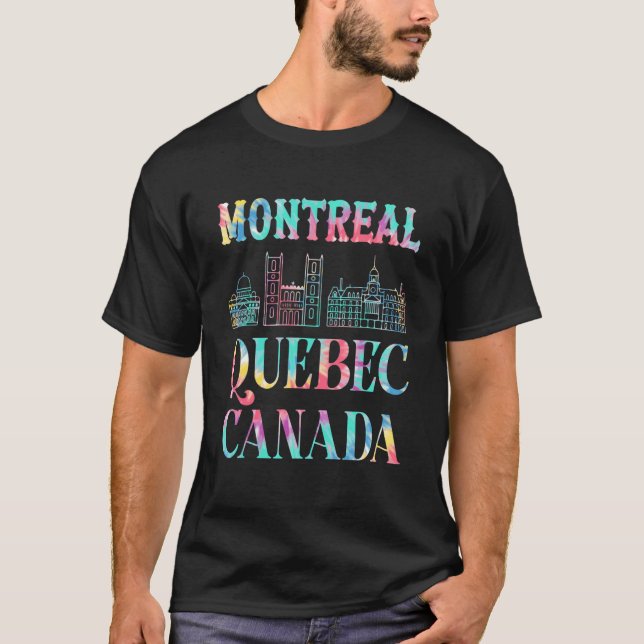 Camiseta Montreal Quebec Canadá Mapa da Cidade Skyline Tie  (Frente)