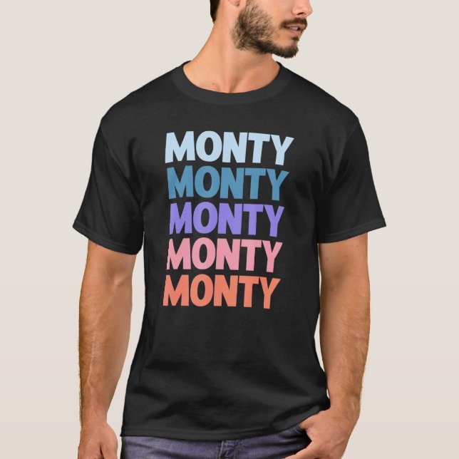 Camiseta Monty de Texto Repetido Moderno (Frente)