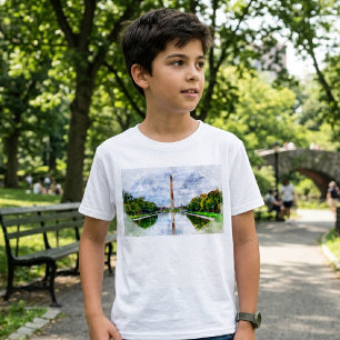 Camiseta Monumento de Washington aquarela com reflexo