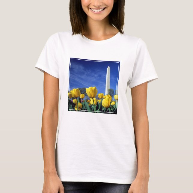 Camiseta Monumentos | Monumento a Washington em Primavera (Frente)
