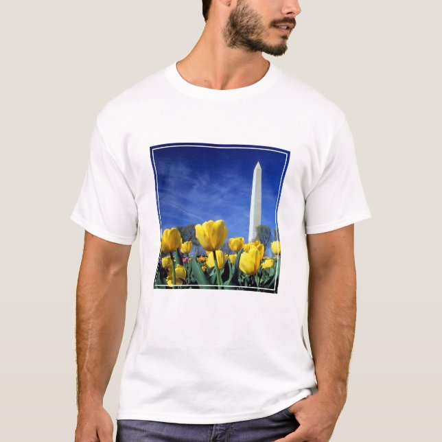 Camiseta Monumentos | Monumento a Washington em Primavera (Frente)