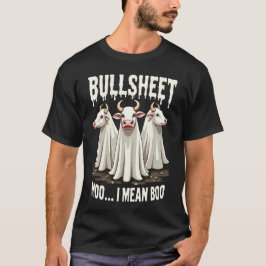 Camiseta Moo Bullsheet Quero Dizer Boo Dia de as Bruxas eng