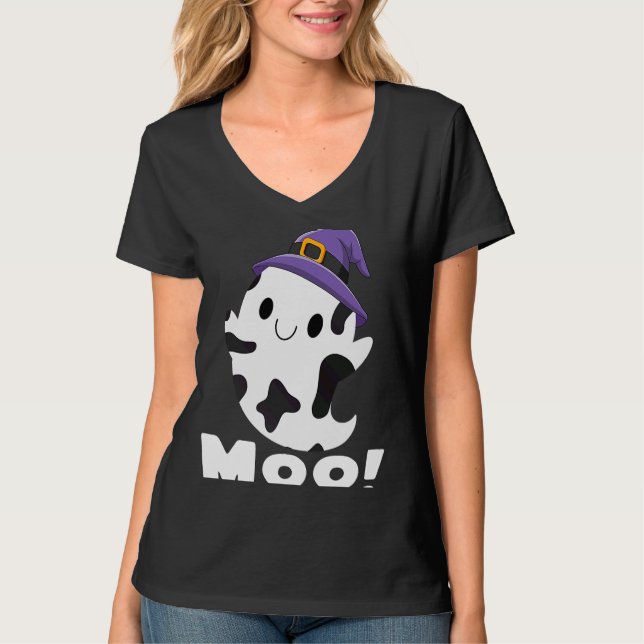 Camiseta Moo Cow Ghost Halloween Meninas (Frente)