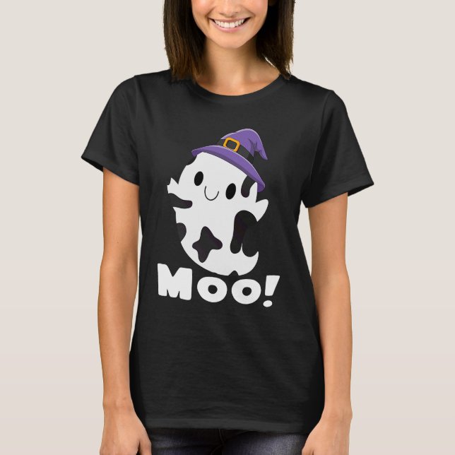 Camiseta Moo Cow Ghost Halloween Meninas (Frente)