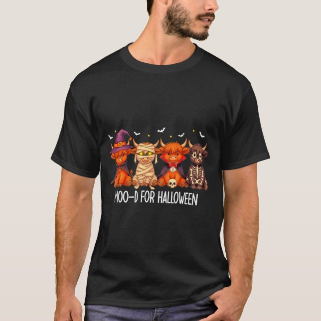 Camiseta Moo-d For Halloween Boo Ghost Highland Cow Hallowe (Frente)
