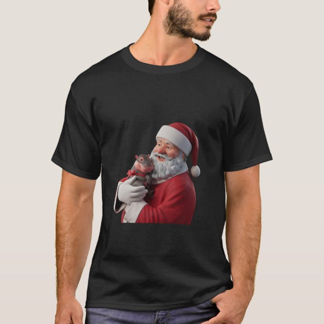 Camiseta Moo Deng e Papai Noel se reúnem para salvar o Nata (Frente)