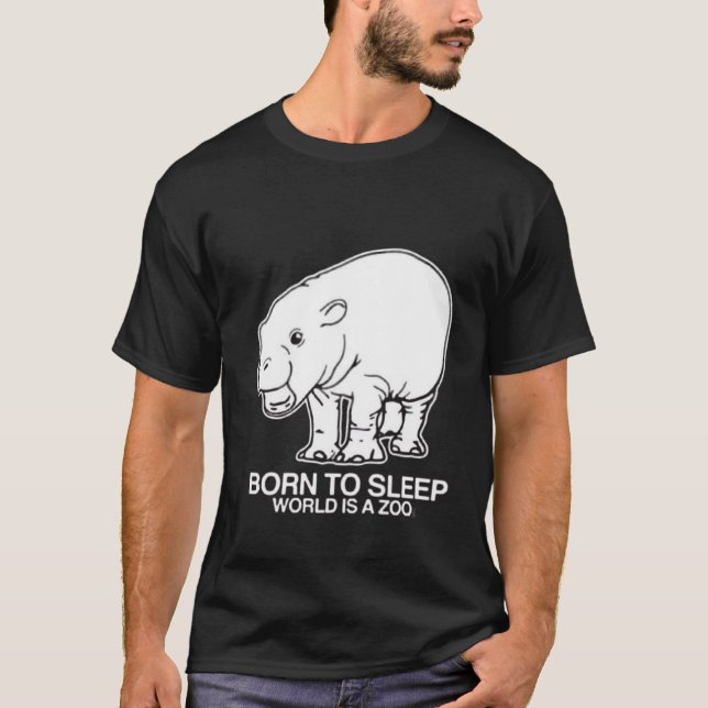 Camiseta Moo deng nascer para dormir, mundo é zoológico T-S (Frente)