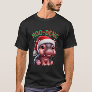 Camiseta Moo Deng Papai noel Natal Engraçado Bebê Pigmeus B
